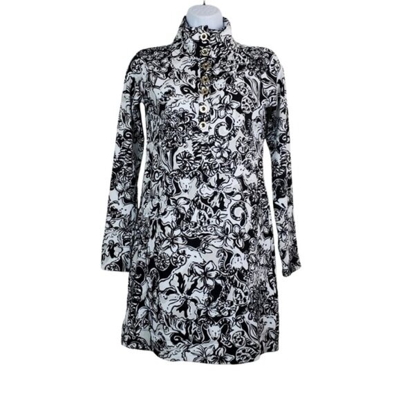 Lilly Pulitzer Womens Black Onyx With A Twist Captain Popover Dress Size XXS - Picture 1 of 10